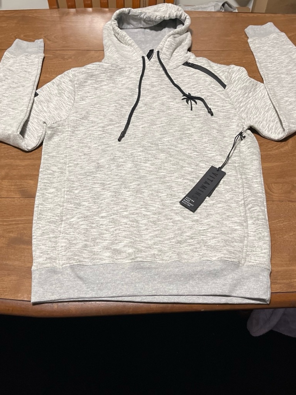 Vince Heather Gray Pullover Hoodie with Zip Detail
